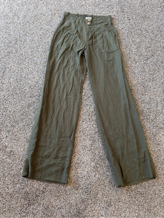 mason & belle Pants - Mason & Belle Olive Green Linen Blend Wide Leg Utility Pants 2/26 Coastal Boho